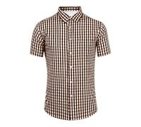 Générique Traditionnels Tenue Bavaroise Chemise Homme Flanelle d'Oktoberfest - Manches Courtes à Carreaux Allemands - Style Authentique pour Lederhosen, Fêtes de la Bière et Réunions Festives