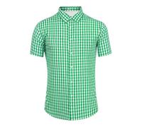 Générique Traditionnels Tenue Bavaroise Chemise Homme Flanelle d'Oktoberfest - Manches Courtes à Carreaux Allemands - Style Authentique pour Lederhosen, Fêtes de la Bière et Réunions Festives