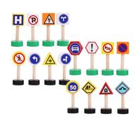 Générique Traffic Road Signs - for Kids 16X Children Traffic Signs Playset,Wooden Traffics Road Sign, Wooden Crosswalk Signal Blocks Safety Stop Game Early Learning Educational Toy for Party Favor