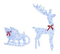 Générique Traîneau tiré par Un Renne Bleu 70 x 26 x 128.5 cm Acrylique Maison & Jardin Décorations Décorations de Noël & saisonnières Décorations de Noël (Poids 4.9KG)