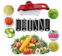 Générique Trancheuse à Légumes Et Fruits 6 en 1, Tranche, Râpe, Purée | Lames Durables En Acier Inoxydable, Adaptées Aux Fruits, Légumes Et Fromages De Cuisine , Cadre En Abs Avec Coque En Pp