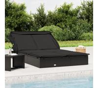 Générique Transat 2 Places avec Toit Pliable Noir 213x118x97 cm,Meubles,Mobilier de Jardin,Sièges de Jardin,Bains de Soleil,Noir,28.6 KG,319652