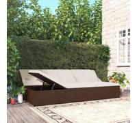 Générique Transat Convertible avec Coussins Résine tressée Marron,Mobilier de Jardin,Lits d'extérieur-317239