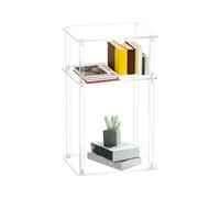 Générique Transparent Acrylic Side Table - Tall Nightstand with Organizer Shelf | Compact Furniture for Small Spaces | Sleek Clear Table Apartment Dormitory Living Room Bathroom Restaurant Rental Use