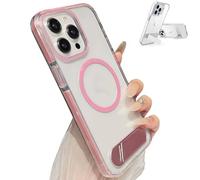 Générique Transparent Phone Case with Kickstand for iPhone13, 3 Stand Modes Military-Grade Drop Protection, Slim and Clear Back Coverfor iPhone 16/15/14/13 (for iPhone 16,Pink)