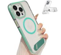 Générique Transparent Phone Case with Kickstand for iPhone13, 3 Stand Modes Military-Grade Drop Protection, Slim and Clear Back Coverfor iPhone 16/15/14/13 (for iPhone 16Pro,Green)