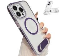 Générique Transparent Phone Case with Kickstand for iPhone13, 3 Stand Modes Military-Grade Drop Protection, Slim and Clear Back Coverfor iPhone 16/15/14/13 (for iPhone 14,Purple)