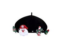 Générique Trappeur Canadien Women's Fashion Cute Christmas Beret Cap With Decoration Shiny Wool Artist Hats Voleur Enfant (BK2, M)