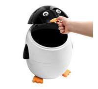 Générique Trash Can, Penguin Wastebasket, 12.2x11.02x13.78 Inches Portable Animal Shaped,Compact Waste Bin Ideal for Home, Bedroom, Under Desk, Tabletop, Car, Kitchen, and Bathroom Use
