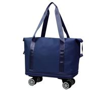 Générique Travel Bag with Wheels | Oxford Cloth, 35x45x2cm (Folded), 1200g | Large Capacity Spinner Luggage for Students & Business | Waterproof Wet-Dry Separation Expandable Duffel