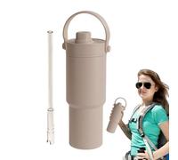 Générique Travel Coffee Mug, 735ml Sports Cup, Vacuum Drinkware with Handle and Straw, Leakproof Bottle, Portable Accessory with Easy Use, Drink Supplies for Women Men Car Outdoor Use