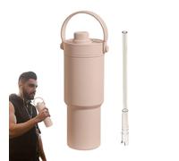 Générique Travel Coffee Mug, 735ml Sports Cup, Vacuum Drinkware with Handle and Straw, Leakproof Bottle, Portable Accessory with Easy Use, Drink Supplies for Women Men Car Outdoor Use