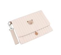 Générique Travel Diaper Pouch - Cute Bear Embroidered Foldable Organizer Bag Multiple Pocket Storage Purse, Stroller Strap Carry Use, Mom Dad Boy Girl Road Trip Work Hospital Nurse Essential Kit