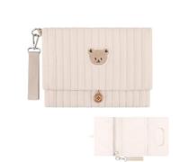 Générique Travel Diaper Pouch, Cute Bear Embroidery Pouch, Foldable Purse with Stroller Strap, Multiple Pockets Diaper Purse, Mom Boy Girl Dad Road, Trip Work Hospital Use for Nurse