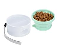 Générique Travel Dog Bowl, Folding Silicone Pet Dish, Portable Pet Food Bowl, Silicone Dog Water Bowl, Pet Treat Storage Bowl, Dog Bowl with Poop Bag Holder, Dog Food Dish,