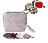 Générique Travel Jewelry Case, Portable Organizer for Rings Bracelets, Mini Jewelry Organizer for Traveling (Light Gray)