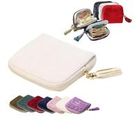 Générique Travel Jewelry Case, Portable Organizer for Rings Bracelets, Mini Jewelry Organizer for Traveling (Beige)