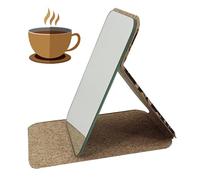 Générique Travel Makeup Mirror, Portable Compact Glass, Coffee Grounds Frame Design, Lightweight Beauty Tool, Ideal for Airplane Use, Bathroom Setup, Wedding Prep, Desk, Car, Spa, Backpack, Hotel
