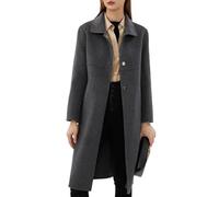 Générique Trench Coat 100% Laine pour Femme Col Claudine Coupe Droite Long Caban Luxueux Manteau En Cachemire Double Face Pardessus Veste Trench D'Hiver pour Femme Gris Moyen Taille S