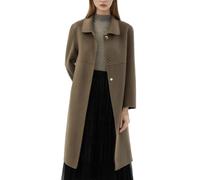 Générique Trench Coat 100% Laine pour Femme Col Claudine Coupe Droite Long Caban Luxueux Manteau En Cachemire Double Face Pardessus Veste Trench D'Hiver pour Femme Marron Chiné Taille S
