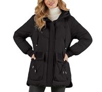 Générique Trench Coat Femme, Veste Polaire Femme Avec Capuche Mode Pluie ImperméAble Parka 2025 Doudoune Mi Longue Veste Polaire Sans Capuche Doudoune Duvet Transition, Hiver, Sorties Vacances