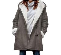 Générique Trench Coat long en laine pour femme avec capuche Élégant Couleur unie Veste de transition Manteau d'hiver Confortable Chaud Longline Veste d'hiver matelassée décontractée Manteau