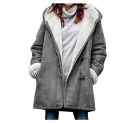 Générique Trench Coat long en laine pour femme avec capuche Élégant Couleur unie Veste de transition Manteau d'hiver Confortable Chaud Longline Veste d'hiver matelassée décontractée Manteau