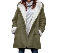 Générique Trench Coat long en laine pour femme avec capuche Élégant Couleur unie Veste de transition Manteau d'hiver Confortable Chaud Longline Veste d'hiver matelassée décontractée Manteau