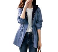 Générique Trench Coat Long pour Femme Léger et Réversible Coupe Vent Slim avec Cordon De Serrage et Fermeture Éclair Style Décontracté Bleu Marine Taille Xl