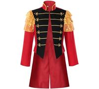 Générique Très Magnifique de cirque col montant pour bal masqué cosplay tenue cour élégante aux détails raffinés et fêtes style avec ornements précieux (Red, XL)