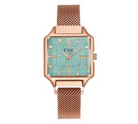 Générique Très Mince Montre Femme Pas Cher à Quartz Analogique Fashion Avec Bracelet En Acier Inoxydable Maille avec Grand Cadran Carré Luxe Mode Entreprise Élégant Cadeau Aiguille