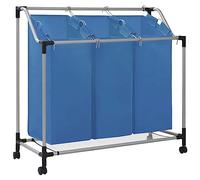 Générique Trieuse à Linge avec 3 Sacs Bleu Acier,Produits de blanchisserie,Paniers à linge-288331