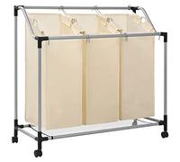 Générique Trieuse à Linge avec 3 Sacs Crème Acier,Produits de blanchisserie,Paniers à linge-282427