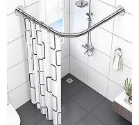Générique Tringle à Rideau de Douche télescopique réglable pour Salle de Bain, Robuste et Facile à Installer, en Forme de L, incurvée, sans perçage, en Acier Inoxydable, 100% antirouille, 80 x 100 x