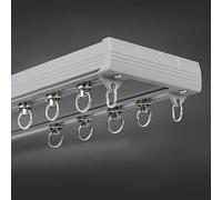 Générique Tringle À Rideau De Séparation De Pièce, Rail Double Joint en Aluminium De Qualité Supérieure, Rail De Rideau De Fenêtre 70 120 150 600 Cm avec Embout De Rouleau(Gray,190cm(2 * 95cm))