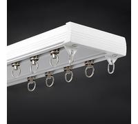 Générique Tringle À Rideau De Séparation De Pièce, Rail Double Joint en Aluminium De Qualité Supérieure, Rail De Rideau De Fenêtre 70 120 150 600 Cm avec Embout De Rouleau(Blanc,70cm/2.3ft)