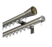 Générique Tringle à Rideau en Aluminium à Double Voie, Montage Mural, Tringle Romaine Coulissante, Rail De Rideau Décorative pour Baie Vitrée, pour Balcon, Salon(Champagne,440cm(4 * 110cm))