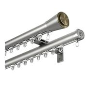 Générique Tringle à Rideau en Aluminium à Double Voie, Montage Mural, Tringle Romaine Coulissante, Rail De Rideau Décorative pour Baie Vitrée, pour Balcon, Salon(Gray,190cm/6.2ft (2 * 95cm))