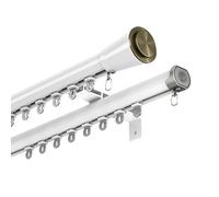 Générique Tringle à Rideau en Aluminium à Double Voie, Montage Mural, Tringle Romaine Coulissante, Rail De Rideau Décorative pour Baie Vitrée, pour Balcon, Salon(Blanc,330cm(3 * 110cm))