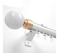 Générique Tringle À Rideau Simple, Rail Coulissant pour Rideaux, Kit Rail De Rideau avec Tête Décorative Ronde, Montage Mural pour Salon Chambre Balcon(Blanc,500cm(4 * 125cm))