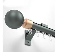 Générique Tringle À Rideau Simple, Rail Coulissant pour Rideaux, Kit Rail De Rideau avec Tête Décorative Ronde, Montage Mural pour Salon Chambre Balcon(Blue,160cm(2 * 80cm))