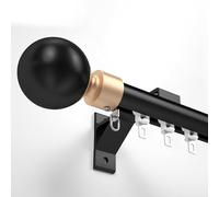 Générique Tringle À Rideau Simple, Rail Coulissant pour Rideaux, Kit Rail De Rideau avec Tête Décorative Ronde, Montage Mural pour Salon Chambre Balcon(Noir,120cm/3.9ft)