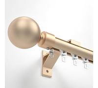 Générique Tringle À Rideau Simple, Rail Coulissant pour Rideaux, Kit Rail De Rideau avec Tête Décorative Ronde, Montage Mural pour Salon Chambre Balcon(Gold,120cm/3.9ft)