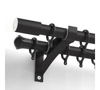 Générique Tringle À Rideaux Double avec Support Mural, Tringle Simple pour Rideau Séparateur De Pièce, Tringle Romaine en Aluminium De 70 À 600 Cm pour Fenêtre(Noir,85cm/2.8ft)