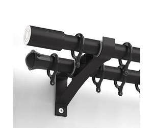 Générique Tringle À Rideaux Double avec Support Mural, Tringle Simple pour Rideau Séparateur De Pièce, Tringle Romaine en Aluminium De 70 À 600 Cm pour Fenêtre(Noir,85cm/2.8ft)