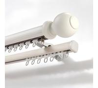 Générique Tringle À Rideaux Double Effet Bois Grain, Tringle Romaine À Double Rail Montable Au Mur/Plafond, Kit De Rail À Rideaux en Aluminium À Glissement Silencieux(Pine Wall,250cm(2 * 125cm))