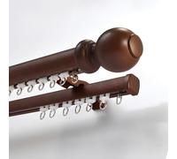 Générique Tringle À Rideaux Double Effet Bois Grain, Tringle Romaine À Double Rail Montable Au Mur/Plafond, Kit De Rail À Rideaux en Aluminium À Glissement Silencieux(Walnut Wall,75cm/2.4ft)