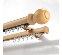 Générique Tringle À Rideaux Double Effet Bois Grain, Tringle Romaine À Double Rail Montable Au Mur/Plafond, Kit De Rail À Rideaux en Aluminium À Glissement Silencieux(Maple Wall,200cm(2 * 100cm))