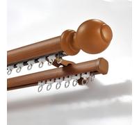 Générique Tringle À Rideaux Double Effet Bois Grain, Tringle Romaine À Double Rail Montable Au Mur/Plafond, Kit De Rail À Rideaux en Aluminium À Glissement Silencieux(Teak Wall,180cm(2 * 90cm))
