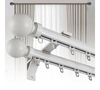 Générique Tringle à Rideaux Double Murale Robuste, système de Rideaux Silencieux à Double Rail en Alliage d'aluminium de 3,1 m (10,2 pi) pour Chambre, Salon, fenêtres, séparation de pièce (Blanc)